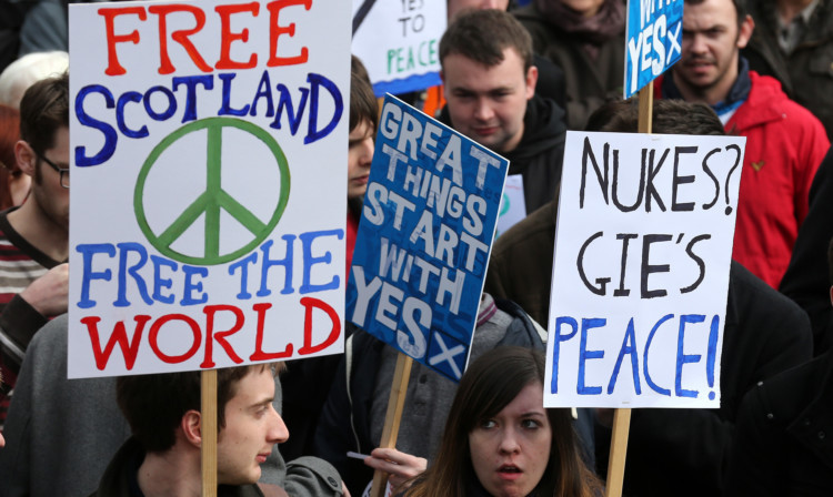 A protest against the planned renewal of Trident nuclear weapons held in Glasgow last year.