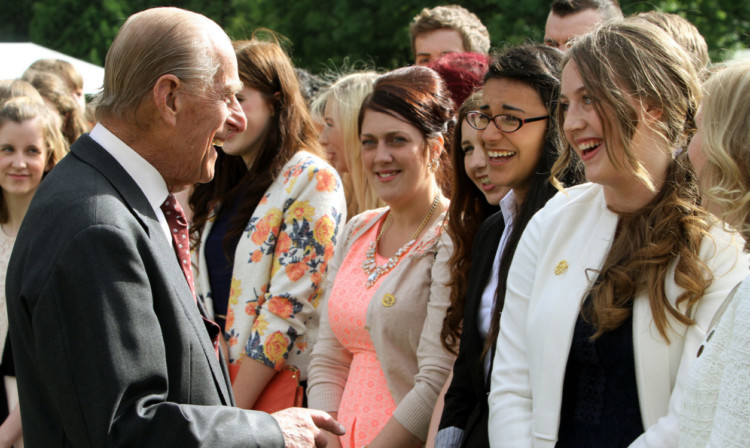 The duke chatted with a group containing recipients from Dundee and Fife.