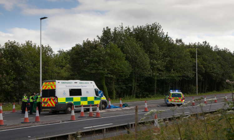 Police at the scene of the coillision near Gleneagles.