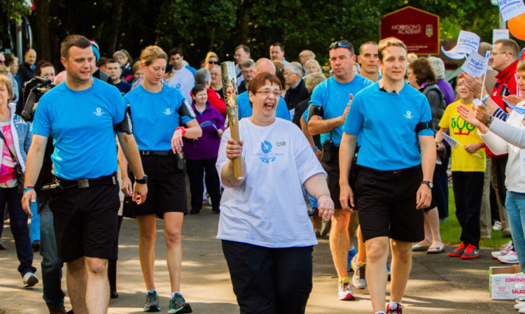 Baton bearer Lesley McConnach in MacRosty Park in Crieff.