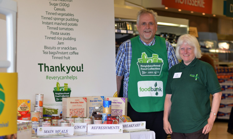 Councillor Bill Brown and Maureen Power at the Tesco in Cupar.