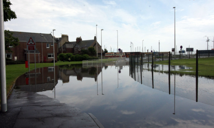The junction of Union Street and East Mary Street in Arbroath after the sudden downpour.