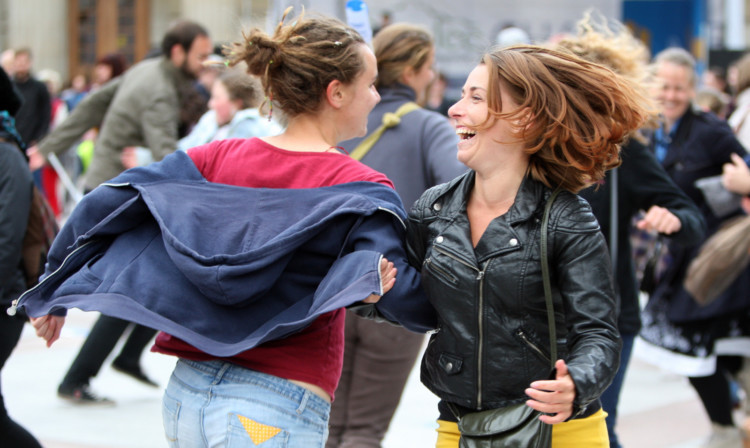Celebrations when the Queens Baton Relay was in Dundee included a ceilidh outside the Caird Hall.