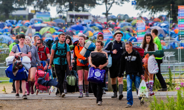 Campers leaving the Balado site for the last time on Monday.