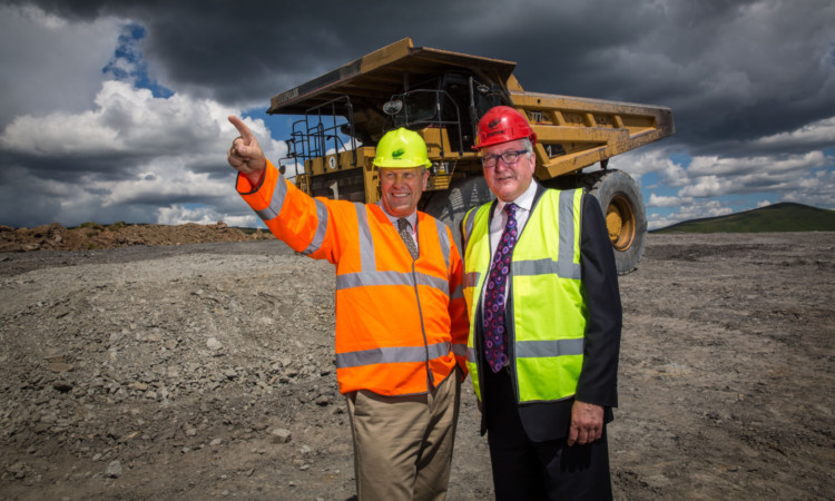 Peter Gillatt, Managing Director, Hargreaves Surface Mining with Energy Minister Fergus Ewing