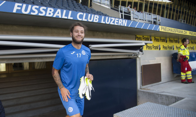 Stevie May joined Saints for their first training session in Switzerland.