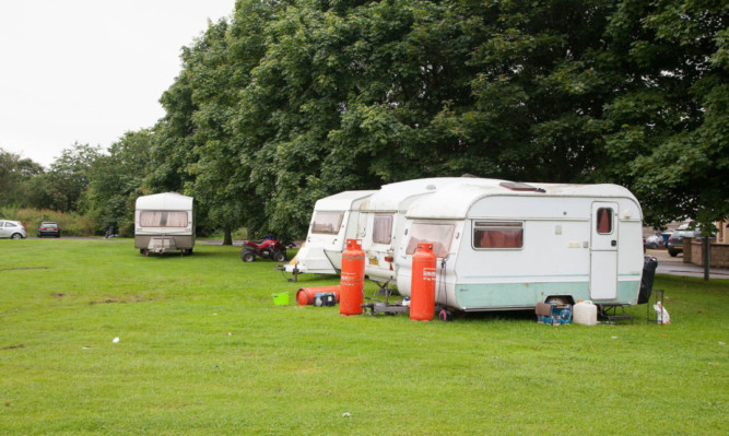 The new Traveller camp near Forfar Loch.