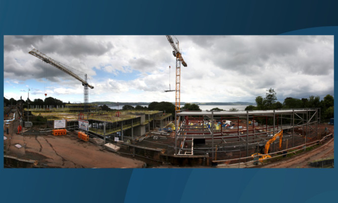 A panoramic view of the construction site.