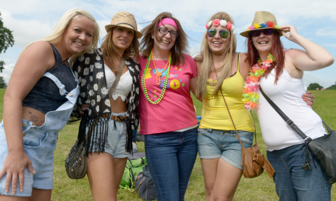 From left: Paula Warrender, Louise Paterson, Jenny Harley, Pam McFarlane and Shona Wilson are ready for the weekend.