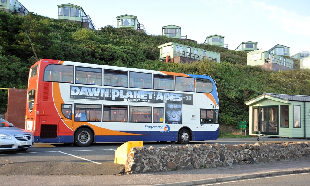 Police at the Scene of a bus collision on the Kinghorn Road Between Burntisland and Kinghorn opposite the Pettycur Bay Caravan park. 20 July 14