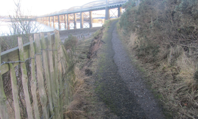 Progress made: The coastal erosion to the beach footpath in Montrose.