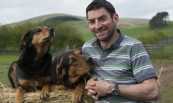 Canine stars Jess and Doug, with farmer Hamish Dykes, helped launch the search for Scotlands Top Farm Dog.