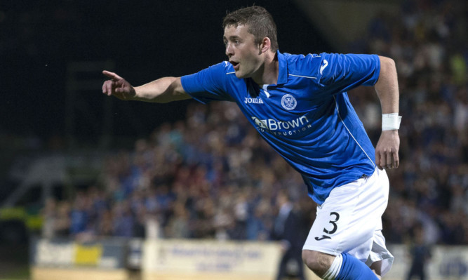 Tam Scobbie scores St Johnstone's fifth penalty to send his side through to the next round.