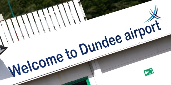 General view of the Welcome to Dundee Airport sign.