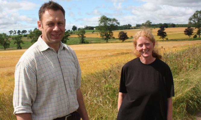 Euan Caldwell, left, and Cathy Hawes want to compare conventional arable farming with a sustainable cropping system.