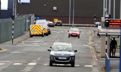 Police in the Rosyth Business Park.