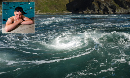 Fifteen-year-old Matthew Michie, inset, is heading to the west coast of Scotland where he will attempt to swim the Gulf of Corryvreckan, home to the worlds third largest whirlpool, on Sunday.
