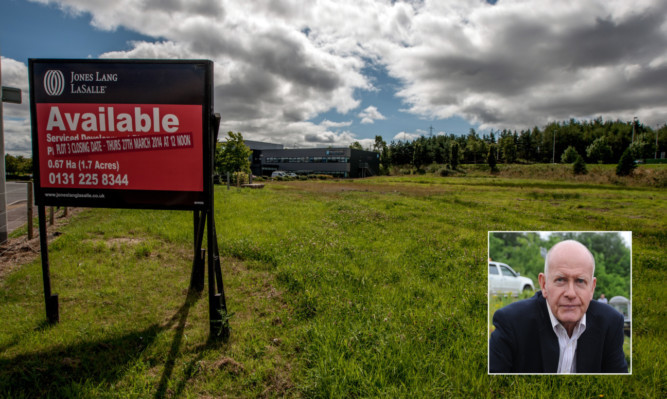 The site just off Broxden which could see a pub and restaurant built. Inset: Willie Wilson.