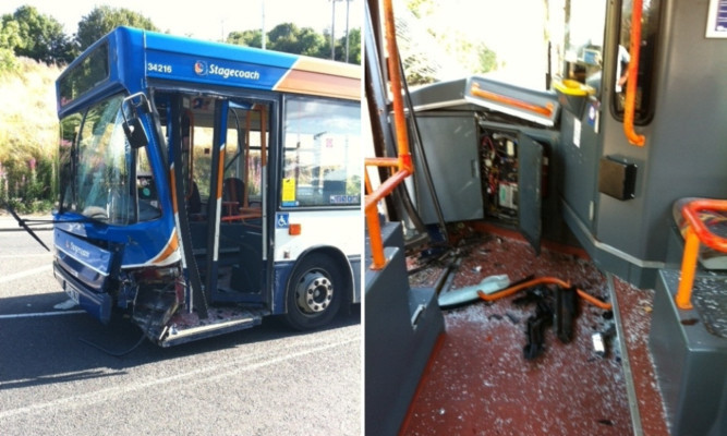 Mrs Hilton took picutres of the damage to the bus after the collision.