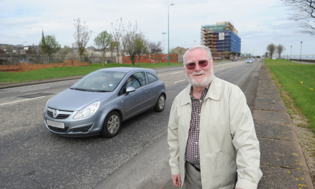 Community council chairman Andrew McBride beside the section of Riverside Drive that is to be changed.