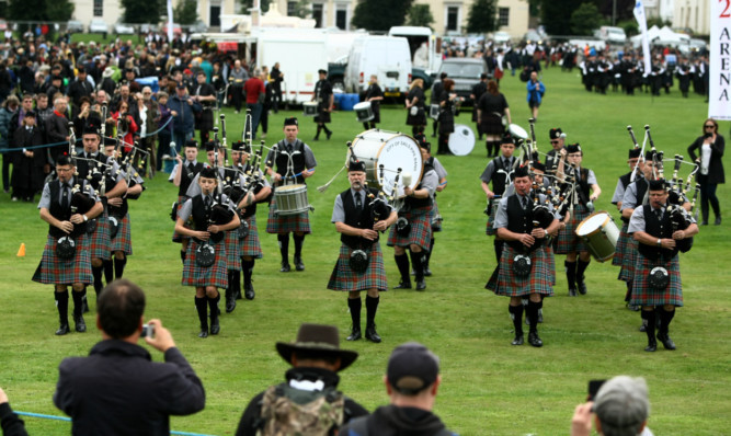 The City Of Sails Pipe Band from New Zealand taking part in the pipe band competition.