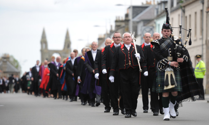 The St Andrews University graduation parade.