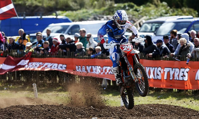 Shaun Simpson in action on the track.