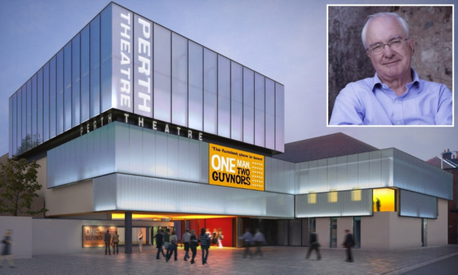 Chairman of the Horsecross Arts board Magnus Linklater (inset) has told The Courier the £14.5 million redevelopment of Perth Theatre is on schedule.
