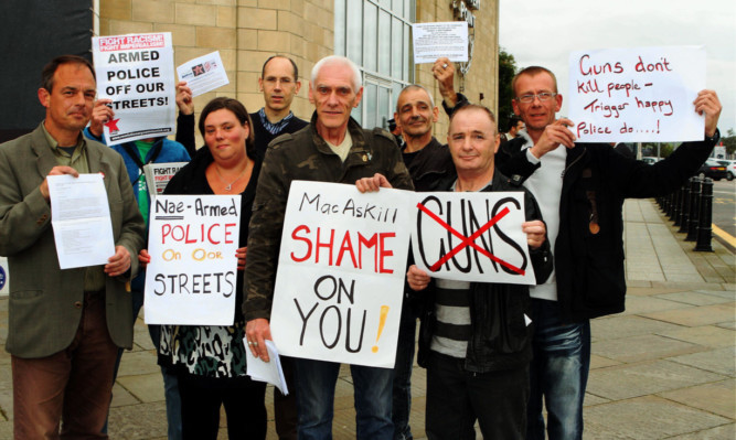 The protesters presented Mr MacAskill with a letter detailing their concerns.