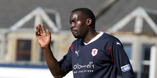 Raith Rovers v Queen of the South.      Gregory Tade waving goodbye to Raith Fans?