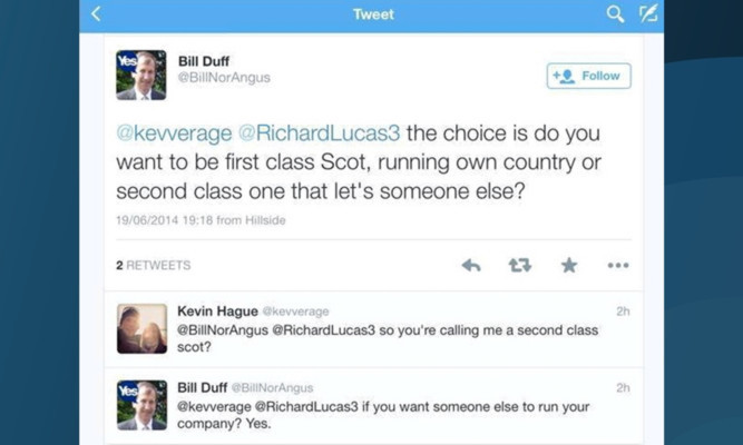 SNP councillor Bill Duff sparked fury after branding people planning to vote against Scottish independence as second-class Scots