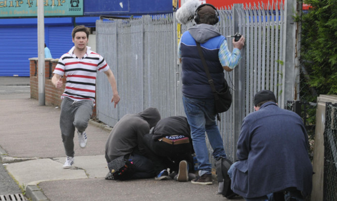 Dan Portman  alias Podrick Payne in Game of Thrones  during filming on Finella Place, Fintry.