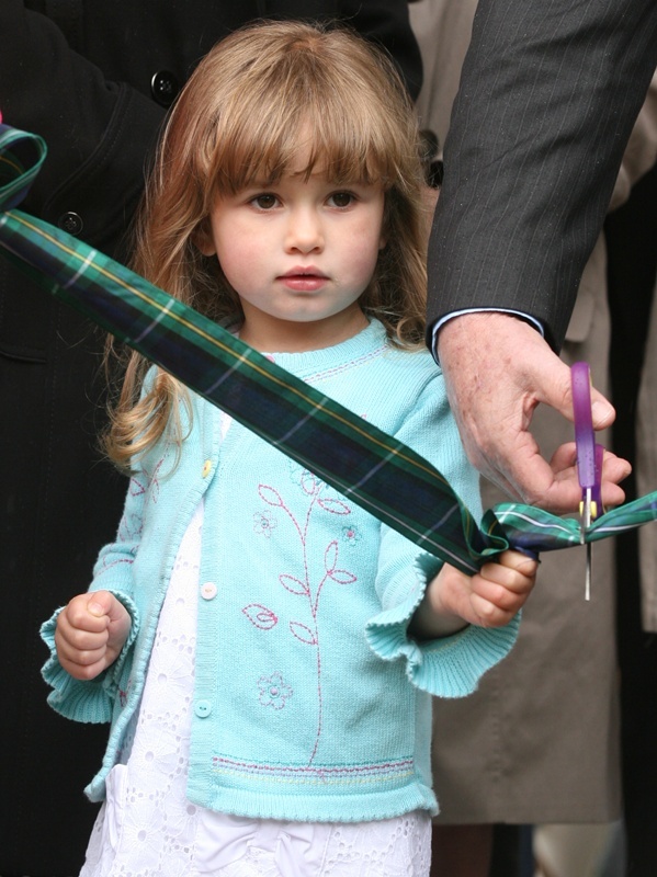 Gareth Jennings,Sunday Post / Courier,    the opening of "Friends of MacRosty park " in Crieff,  James MacRosty,s great grandaughter Isabella Spooner (3) helps cut the ribbon to officially open the park,words Rob.