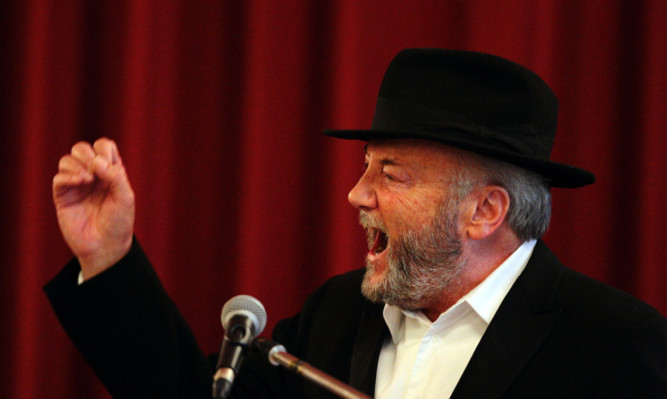 Respect MP George Galloway at the podium during his speech at the Marryat Hall. Picture: John Stevenson.