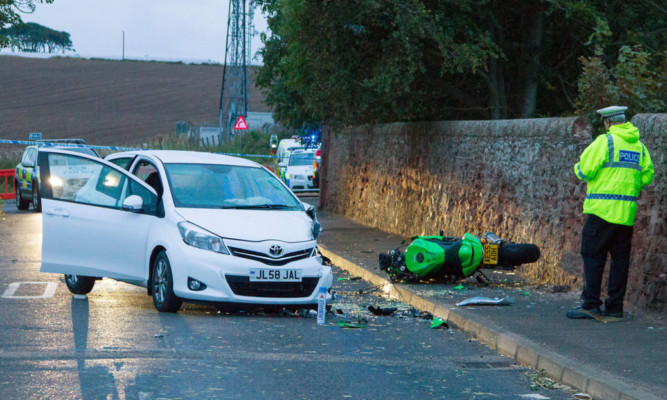 The aftermath of the fatal accident on the outskirts of Arbroath last month.
