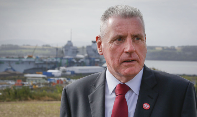 Labours shadow defence secretary Vernon Coaker at Rosyth shipyard.