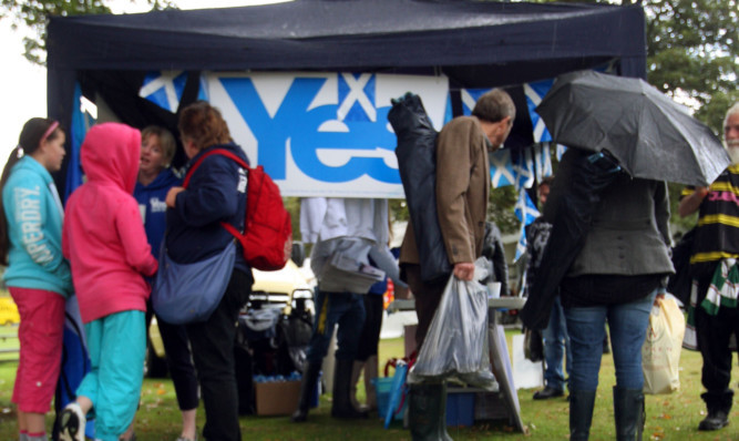 The Yes stall at the Dundee Flower and Food Festival.