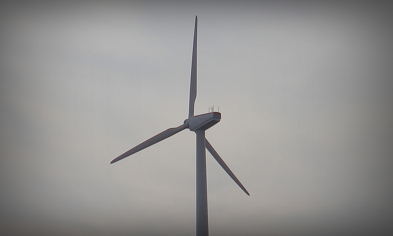 Picture at Methil shows the wind turbine at the docks (behind the Fife Renewables Innovation Centre). Plans to build a turbine, five times the size of this one have been submitted. **Sky left at top of pic as requested.