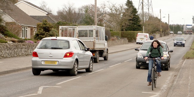 Robert Crossan of Coupar Angus Road, Muirhead, with the double yellow lines and parking spaces for his van parking dispute with Angus Council. Pic shows traffic problem when he parks his van on Coupar Angus Road.