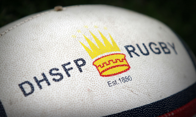 Kris Miller, Courier, 28/08/12. DHSFP (Dundee High School Former Pupils) Rugby Club squad pictures 2012/2013 season. Pic shows Rugby ball with club logo.