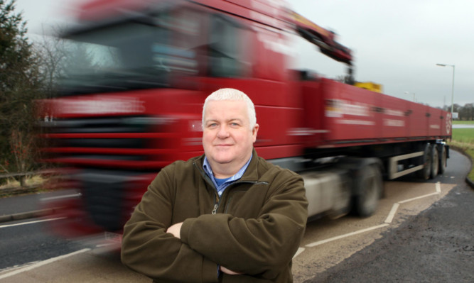 Kevin Borthwick, of Fossoway & District Community Council, beside the "thunder" road.