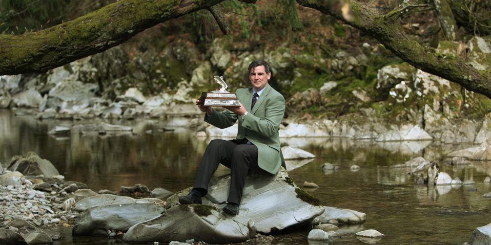 DOUGIE NICOLSON, COURIER, 04/05/10, NEWS.
DATE - Tuesday 4th May 2010.
LOCATION - House Of Bruar.
EVENT - Unveiling of historical angling trophy.
INFO - Patrick Birkbeck MD of the House Of Bruar with the Savills Malloch Trophy, on the banks of the Bruar.
STORY BY - Perth office.