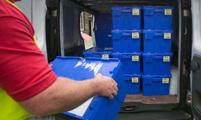 Ballot boxes being sent out to polling stations.
