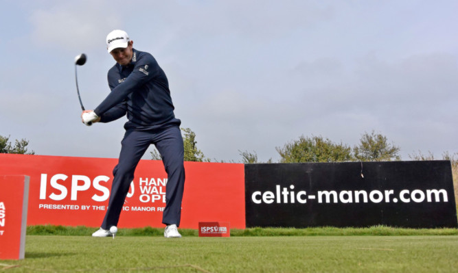 Stephen Gallacher in action during the Pro-Am for the ISPS Handa Wales Open at Celtic Manor.