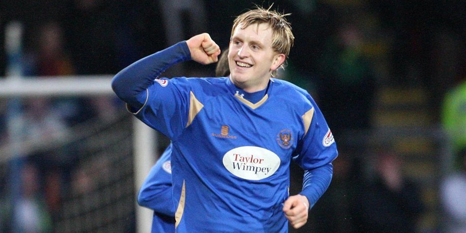 St Johnstone's Liam Craig celebrates scoring their first goal during the Clydesdale Bank Scottish Premier League match at McDiarmid Park, Perth, Scotland.
