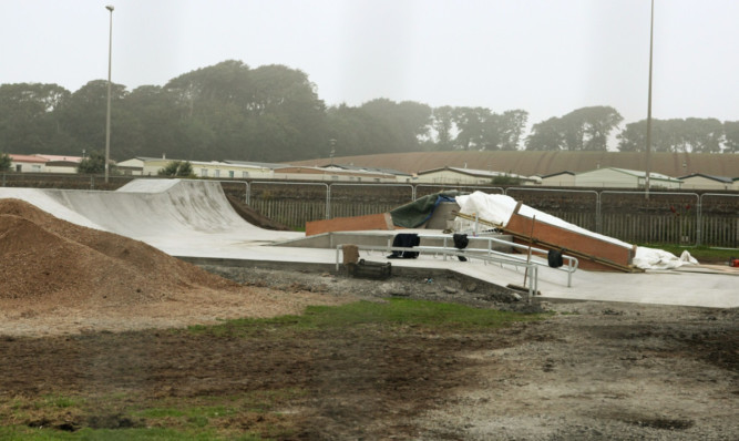 The new skatepark taking shape at the West Links in Arbroath. Skaters have been asked to keep away from the unfinished structure until its official opening on October 11.