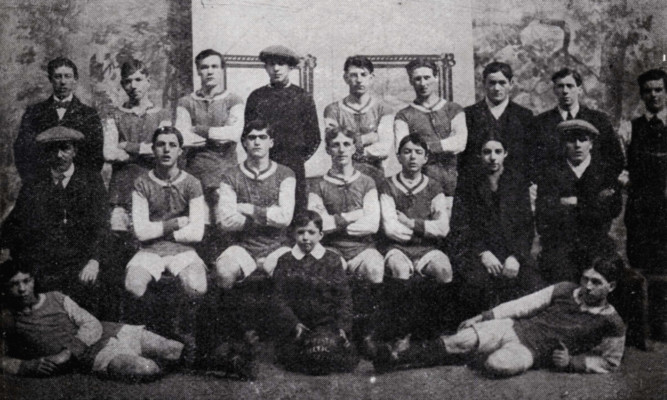 A Fife archives photo of Denbeath footballers who went off to war in 1914.