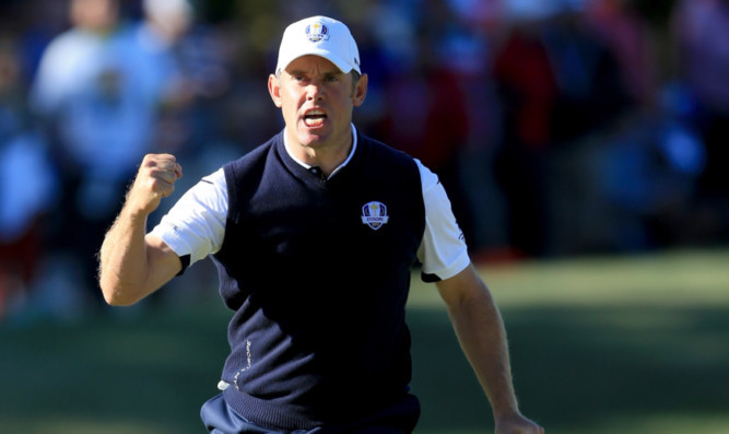 One of many special Ryder Cup moments for Lee Westwood at Medinah Country Club in 2012.