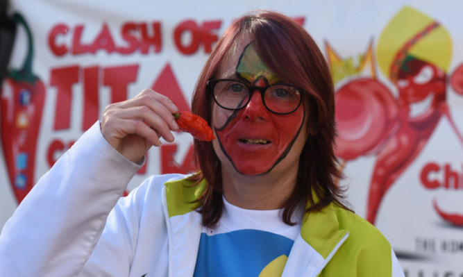 Chilli eating challenge winner Linda Richard.