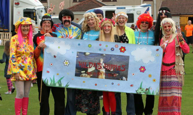 Hildas Hippies at the Cancer Research UK Relay For Life at Arbroath Cricket Ground.
